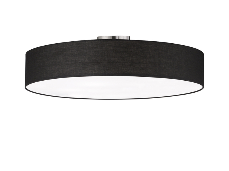 Große LED Deckenleuchte mit Stoffschirm in Schwarz Ø 65cm
