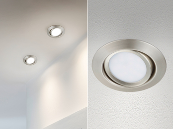 Runder LED Einbaustrahler schwenkbar Nickel matt 5 Watt - Deckenbeleuchtung