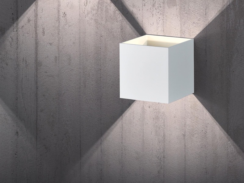 Moderne up & down LED Wandleuchte LOUIS weiß matt, 10x10x10cm