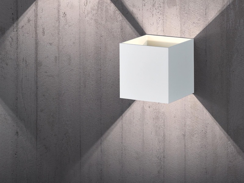 Moderne Up & Down LED Wandleuchte LOUIS Weiß matt, Quadrat 10cm