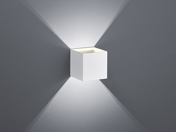 Moderne up & down LED Wandleuchte KUBUS weiß matt, 10x10x10cm