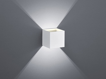 Moderne Up & Down LED Wandleuchte LOUIS Weiß matt, Quadrat 10cm
