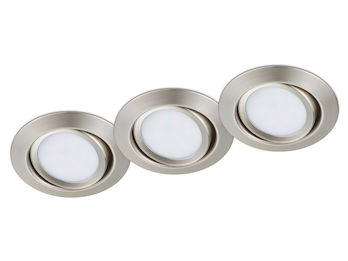 Runde LED Einbaustrahler Decke 3er Set Spot schwenkbar Nickel matt 5 Watt