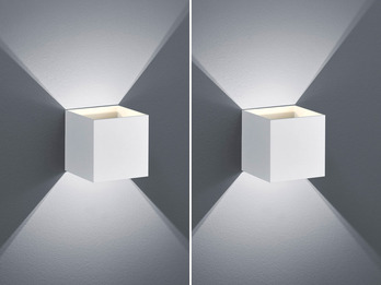 Moderne up & down LED Wandleuchten im 2er Set Kubus weiß matt, 10x10x10cm
