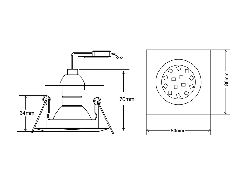 Eckige Einbaustrahler Decke im 4er Set schwenkbar Messing matt GU10