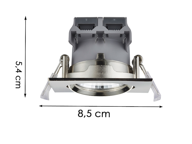 Eckige LED Einbaustrahler Decke im 4er Set schwenkbar dimmbar Nickel matt 5,5W