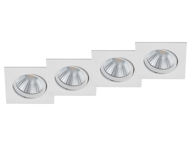 Eckige LED Einbaustrahler Decke im 4er Set schwenkbar dimmbar Weiß matt 5,5W