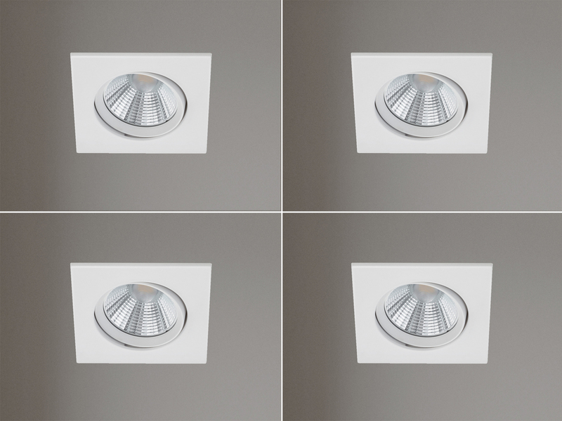 Eckige LED Einbaustrahler Decke im 4er Set schwenkbar dimmbar Weiß matt 5,5W