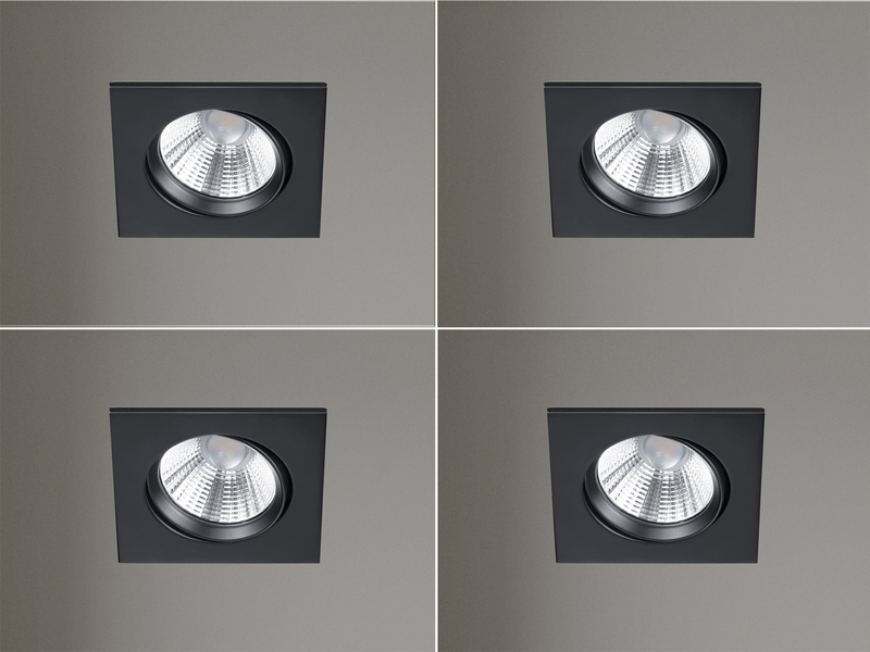 Eckige LED Einbaustrahler Decke im 4er Set schwenkbar dimmbar Schwarz matt 5,5W