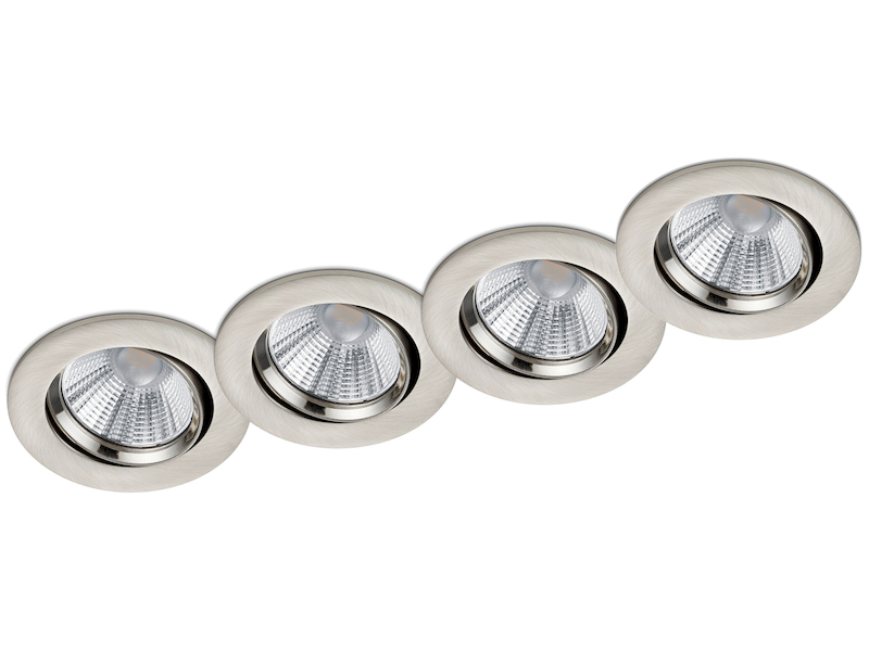 LED Einbaustrahler rund 4er Set Ø 8,5cm schwenkbar dimmbar Nickel matt 5,5W