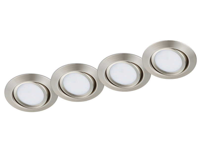 Runder LED Einbaustrahler Decke im 4er Set schwenkbar Silber matt 5 Watt