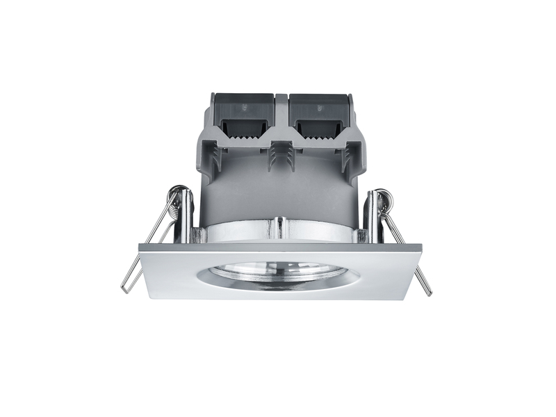 4er SET IP65 LED Deckeneinbaustrahler Silber Chrom eckig, dimmbar, 8,5cm