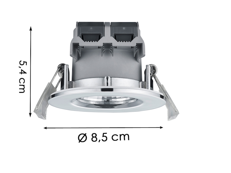 Runder LED Einbaustrahler Decke 4er Set dimmbar in Silber Chrom, IP65