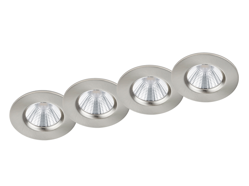 Runder LED Einbaustrahler Decke 4er Set dimmbar in Silber matt, IP65