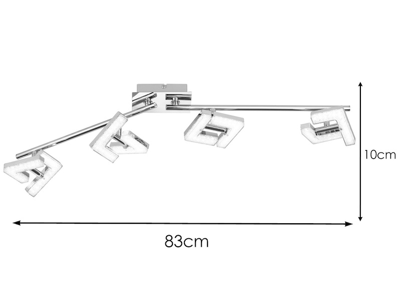 LED Deckenstrahler LEA 4-flammig Chrom mit Kristalleffekt, Breite 83cm