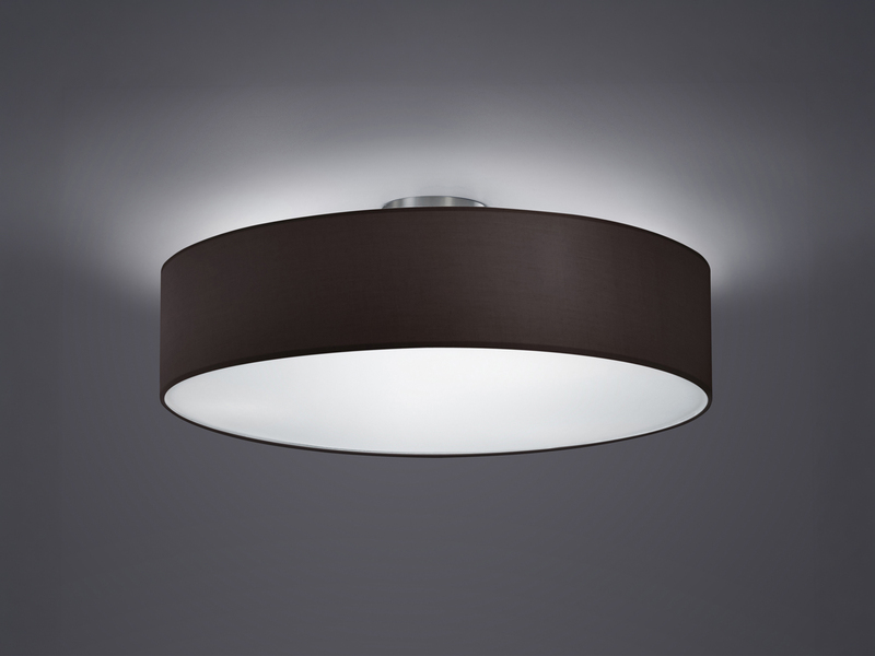 Runde LED Deckenleuchte mit Stoffschirm in Schwarz Ø 50cm
