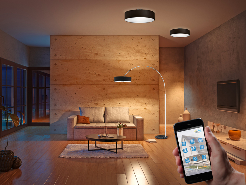 Runde LED Deckenleuchte mit Stoffschirm in Schwarz Ø 50cm