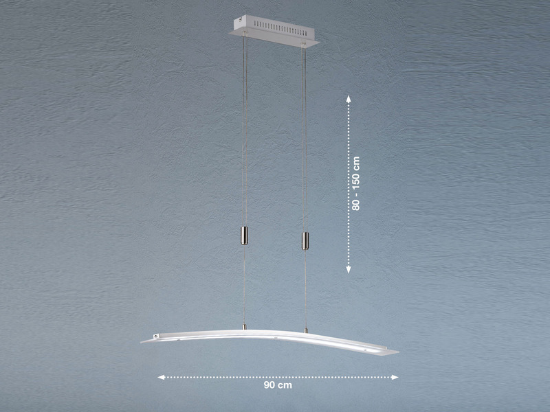 LED Pendelleuchte METIS Silber dimmbar & höhenverstellbar, Breite 90cm