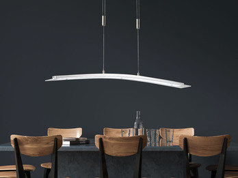 LED Pendelleuchte METIS Silber dimmbar & höhenverstellbar bis 150cm, Breite 90cm