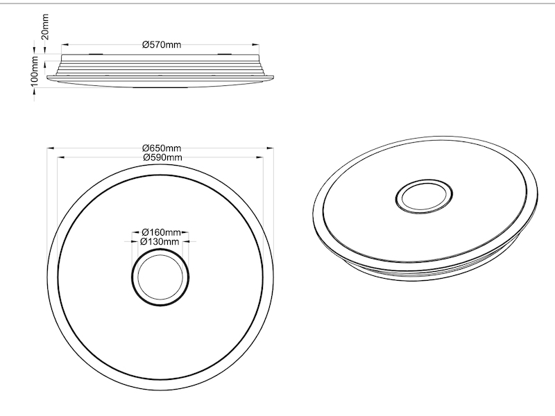 Große LED Deckenleuchte OSAKA dimmbar mit Fernbedienung & 3 Lichtfarben, Ø 65cm