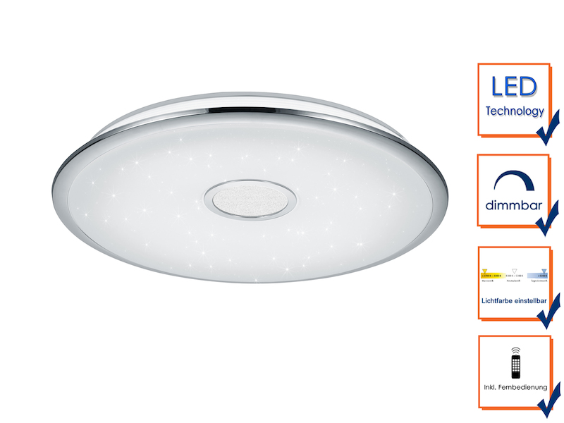 Große LED Deckenleuchte OSAKA mit Fernbedienung dimmbar & 3 Lichtfarben, Ø 65cm