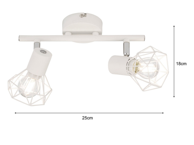 LED Deckenstrahler Weiß 2flammig, Gitterlampe schwenkbar, Länge 25cm