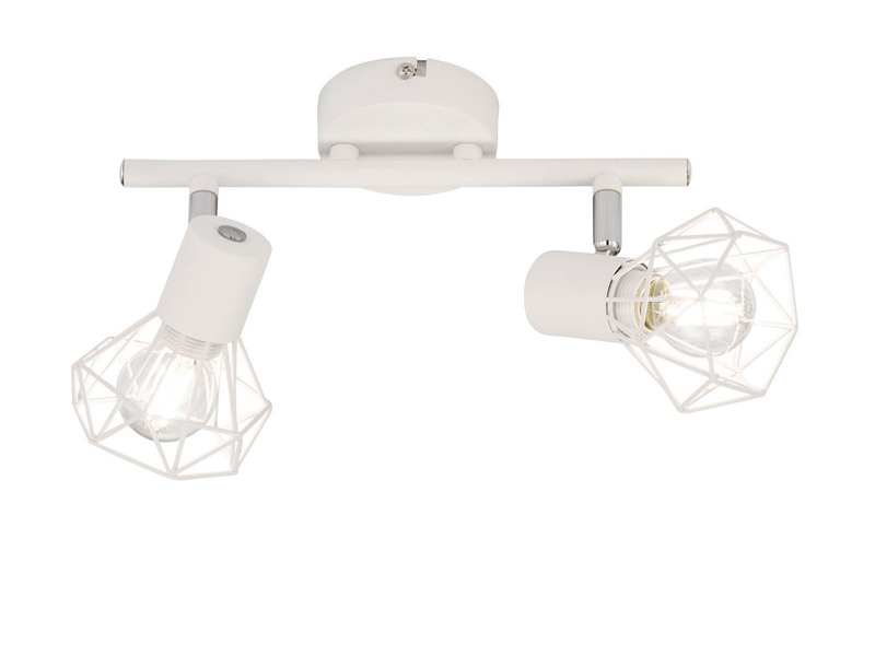 LED Deckenstrahler Weiß 2flammig, Gitterlampe schwenkbar, Länge 25cm