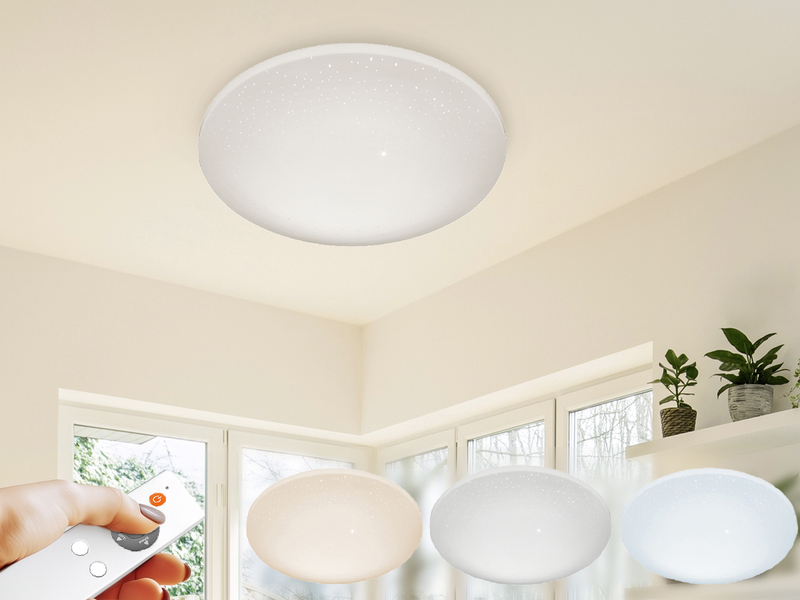 Dimmbare LED Deckenleuchte SILMA mit Fernbedienung & Sternenhimmel Ø 40cm