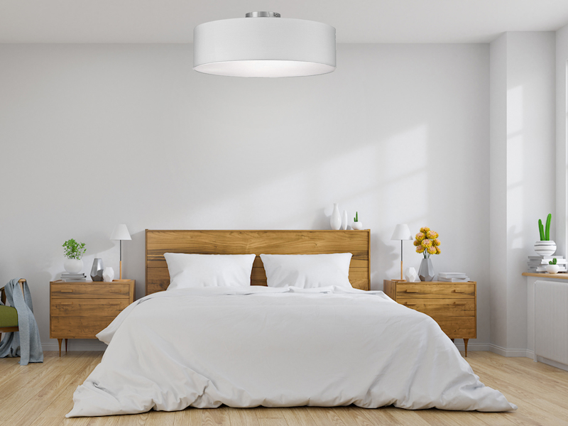 Schöne Deckenlampe mit Textilschirm als Schlafzimmerlampe 