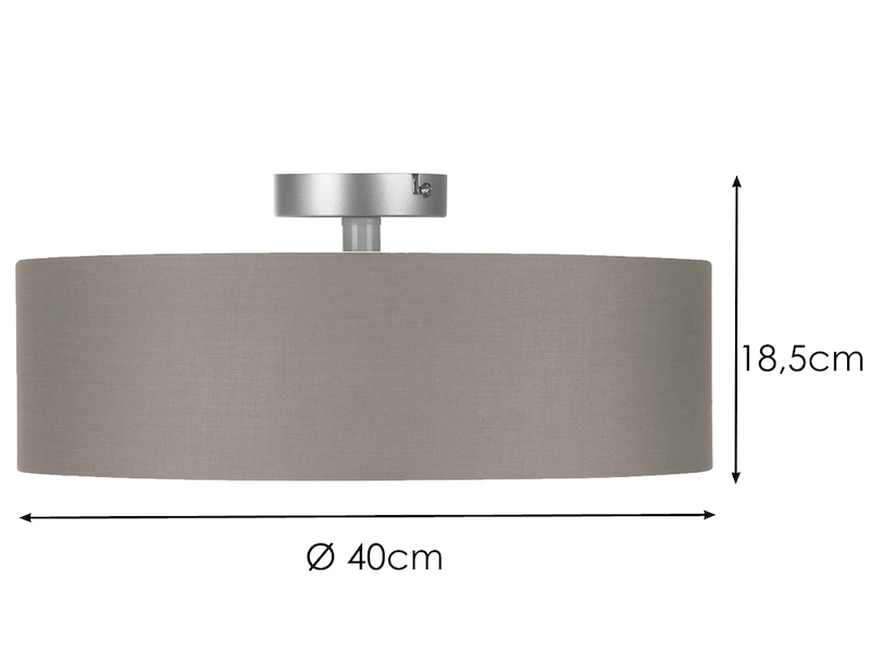 Runde Deckenleuchte CALMA mit Stoffschirm in Braun-Grau, Ø 40cm