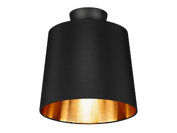 Klassische Deckenlampe mit Stoffschirm in edlem Schwarz / Gold