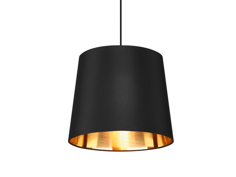 Pendelleuchte LAUREA 1-flammig mit Stoff-Schirm Schwarz Gold, Ø 30cm