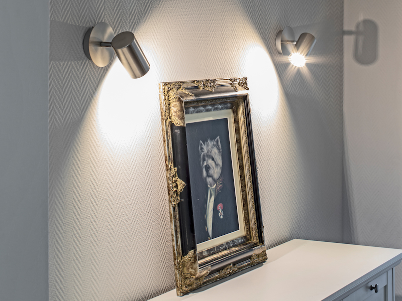 Flexibler LED Wandspot in Silber matt für Flurbeleuchtung Treppenhauslampe