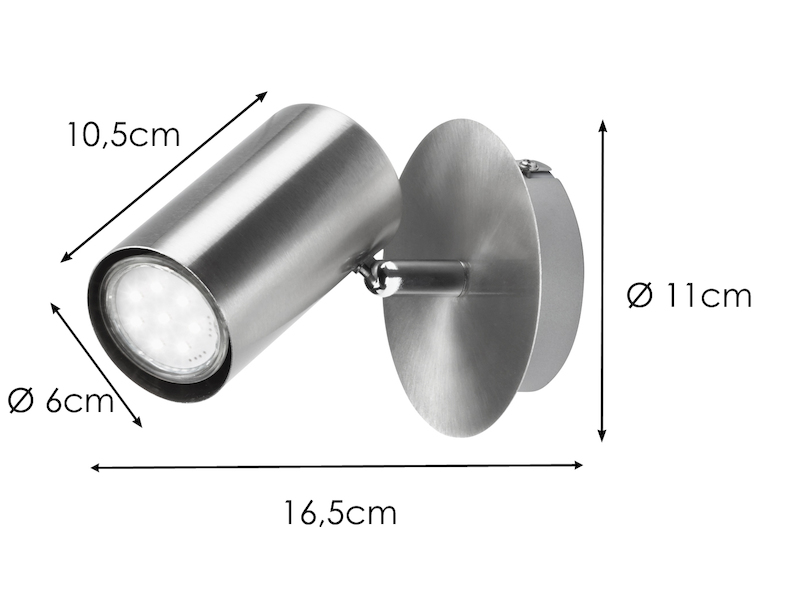 Kleiner LED Wandstrahler FAINAS einflammig Silber, Spot schwenkbar