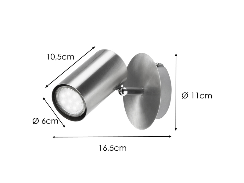Moderner Wandstrahler FAINAS Silber, Spot schwenkbar mit GU10 LED, Breite 11cm