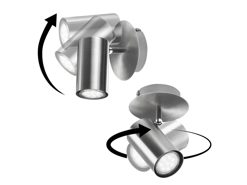 Moderner Wandstrahler FAINAS Silber, Spot schwenkbar mit GU10 LED, Breite 11cm