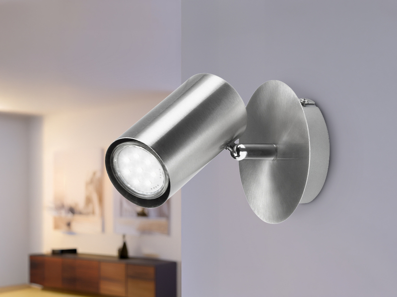 Moderner Wandstrahler FAINAS Silber, Spot schwenkbar mit GU10 LED, Breite 11cm