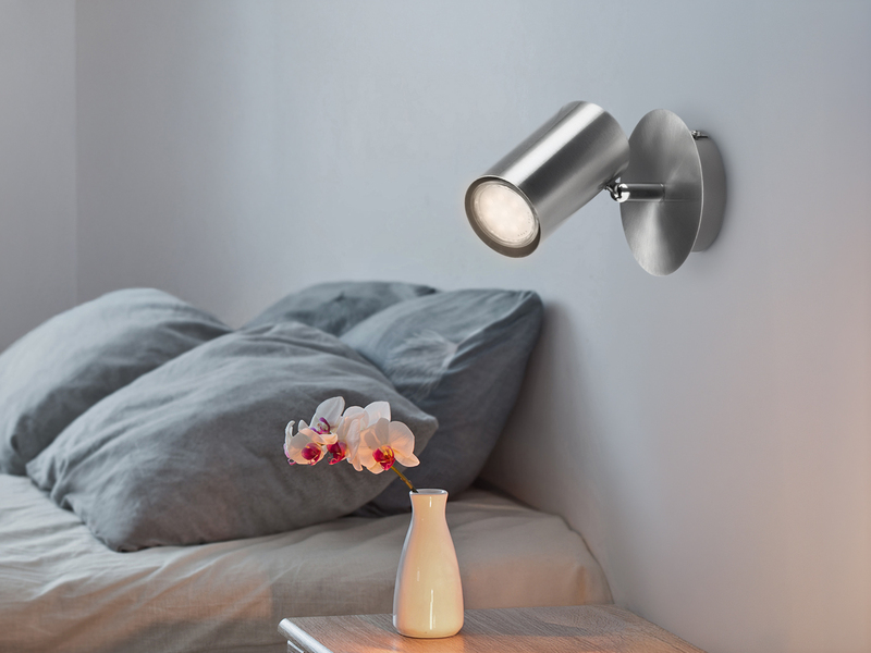 Moderner Wandstrahler FAINAS Silber, Spot schwenkbar mit GU10 LED, Breite 11cm