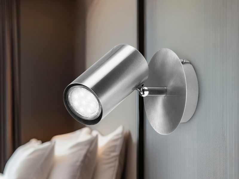 Moderner Wandstrahler FAINAS Silber, Spot schwenkbar mit GU10 LED, Breite 11cm