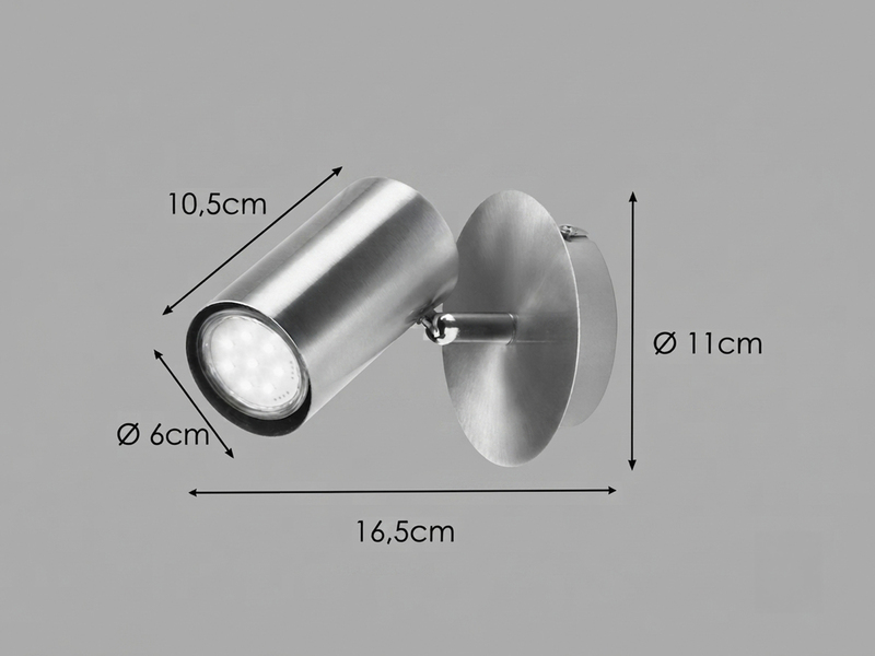 Moderner Wandstrahler FAINAS Silber, Spot schwenkbar mit GU10 LED, Breite 11cm