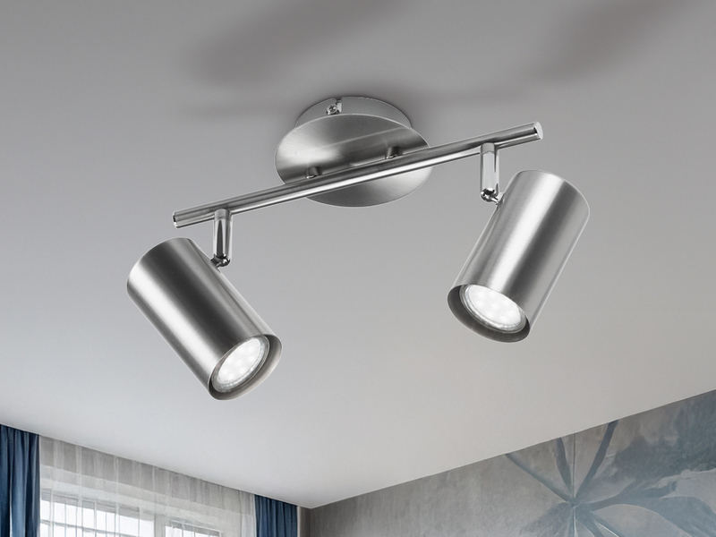 Moderner Deckenstrahler FAINAS 2-flammig Silber mit GU10 LED, Breite 32,5cm