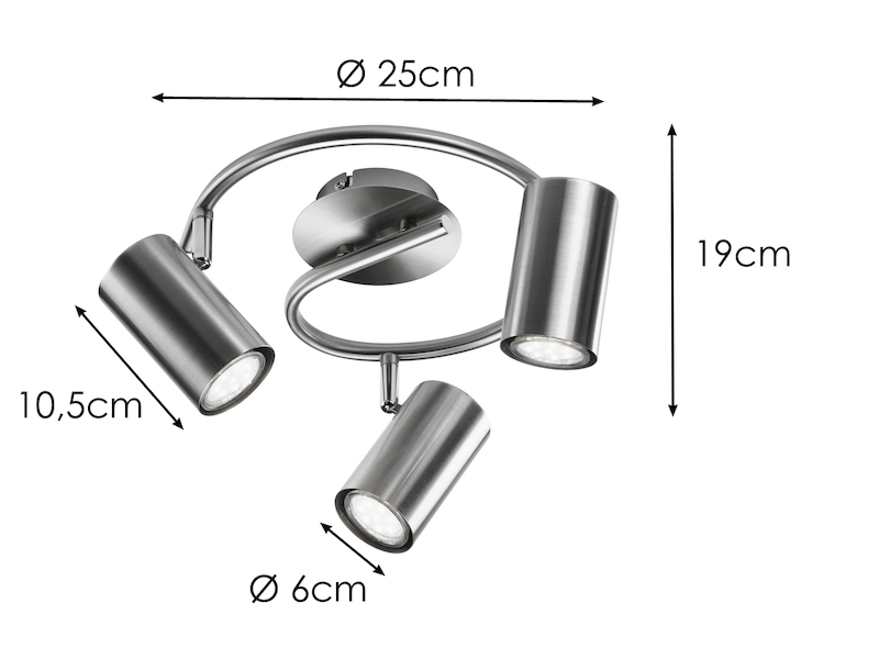Moderner LED Deckenstrahler FAINAS 3-flammig Silber matt Ø 25cm