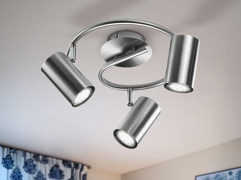 Moderner Deckenstrahler FAINAS 3-flammig Silber mit GU10 LED Ø 25cm