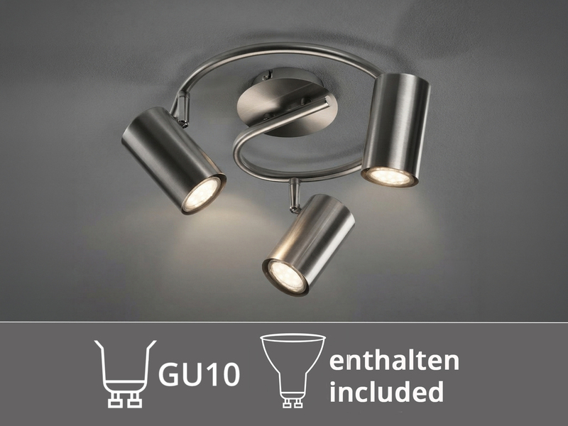 Moderner Deckenstrahler FAINAS 3-flammig Silber mit GU10 LED Ø 25cm
