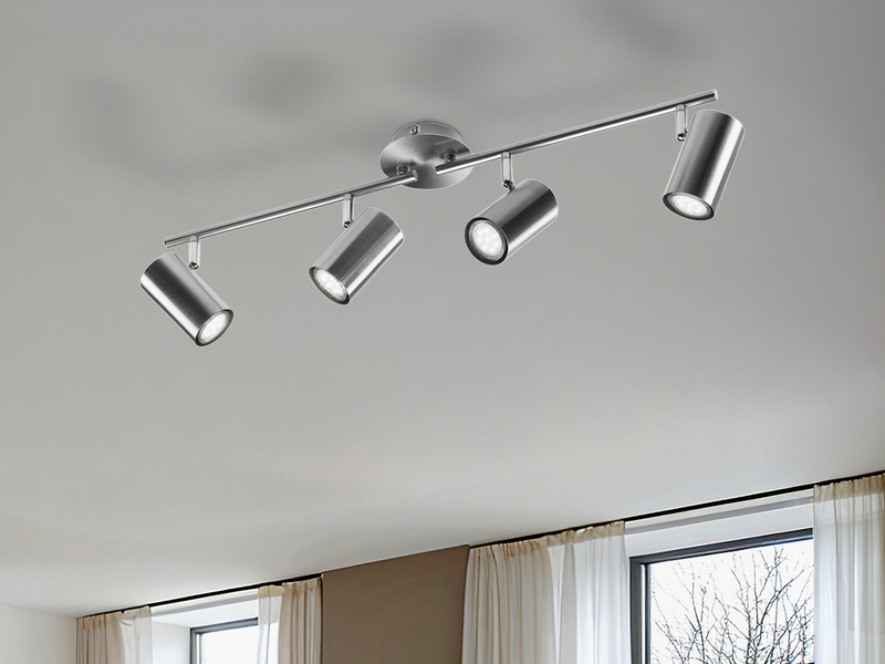 Moderner Deckenstrahler FAINAS 4-flammig Silber mit GU10 LED, Breite 70cm