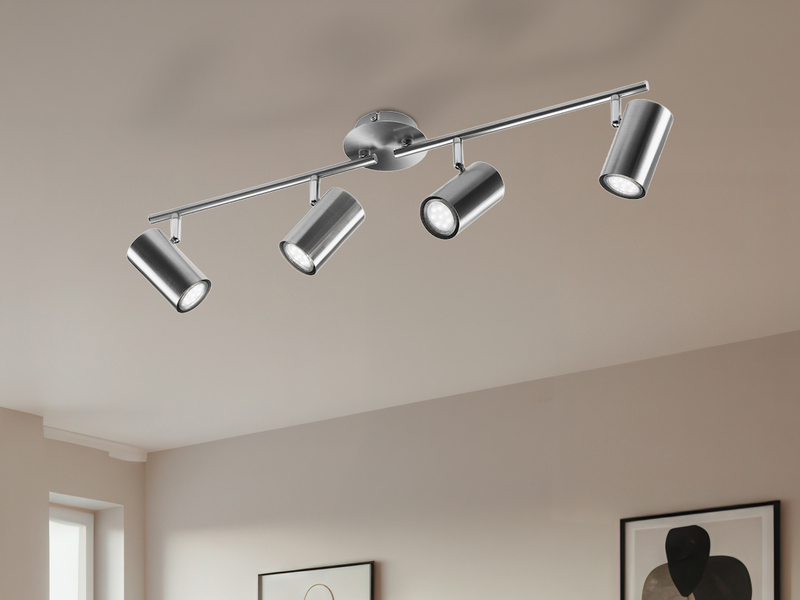 Moderner Deckenstrahler FAINAS 4-flammig Silber mit GU10 LED, Breite 70cm
