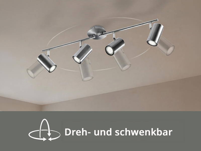 Moderner Deckenstrahler FAINAS 4-flammig Silber mit GU10 LED, Breite 70cm