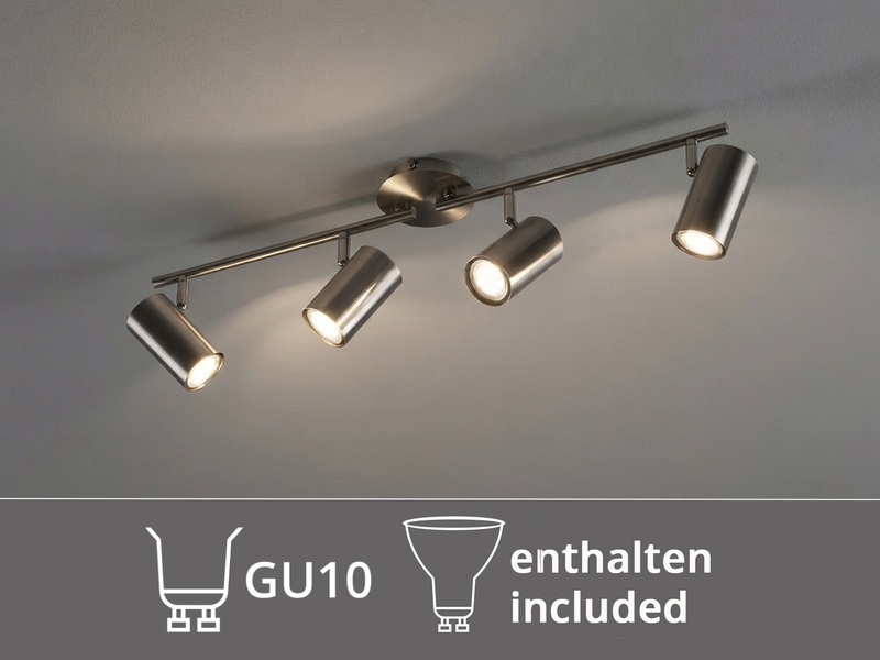 Moderner Deckenstrahler FAINAS 4-flammig Silber mit GU10 LED, Breite 70cm