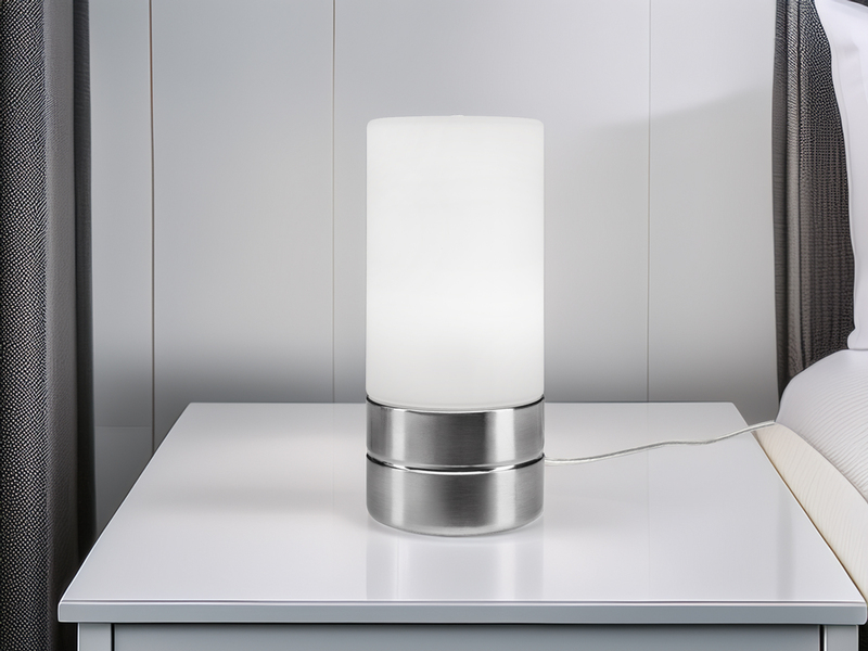 Kleine Tischlampe SARNO mit Touch Dimmer und E14 Glasschirm, Höhe 20cm
