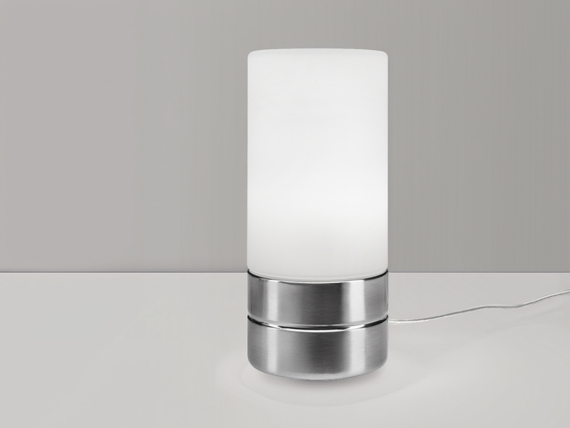 Kleine Tischlampe SARNO mit Touch Dimmer und Glasschirm, Höhe 20cm